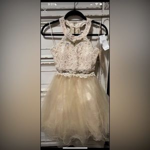 Champagne and gold pageant dress